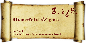 Blumenfeld Ágnes névjegykártya